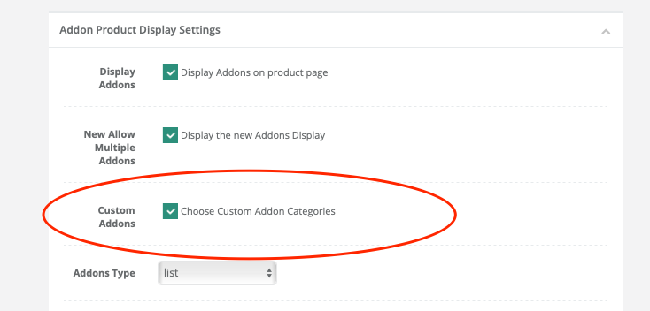 Turn on custom addons